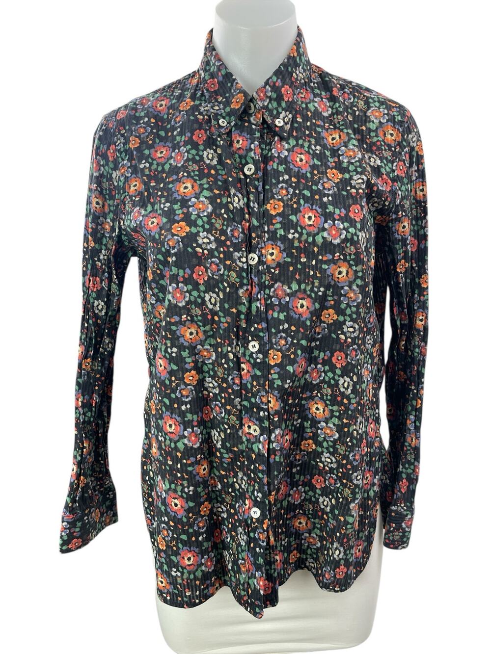 Isabel Marant Brenda Multicolor Floral Long Sleeve Button Down Shirt Top Sz S/M